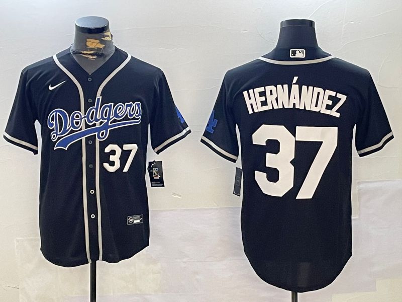 Men Los Angeles Dodgers #37 Hernandez Black Game 2024 Nike MLB Jersey style 11218